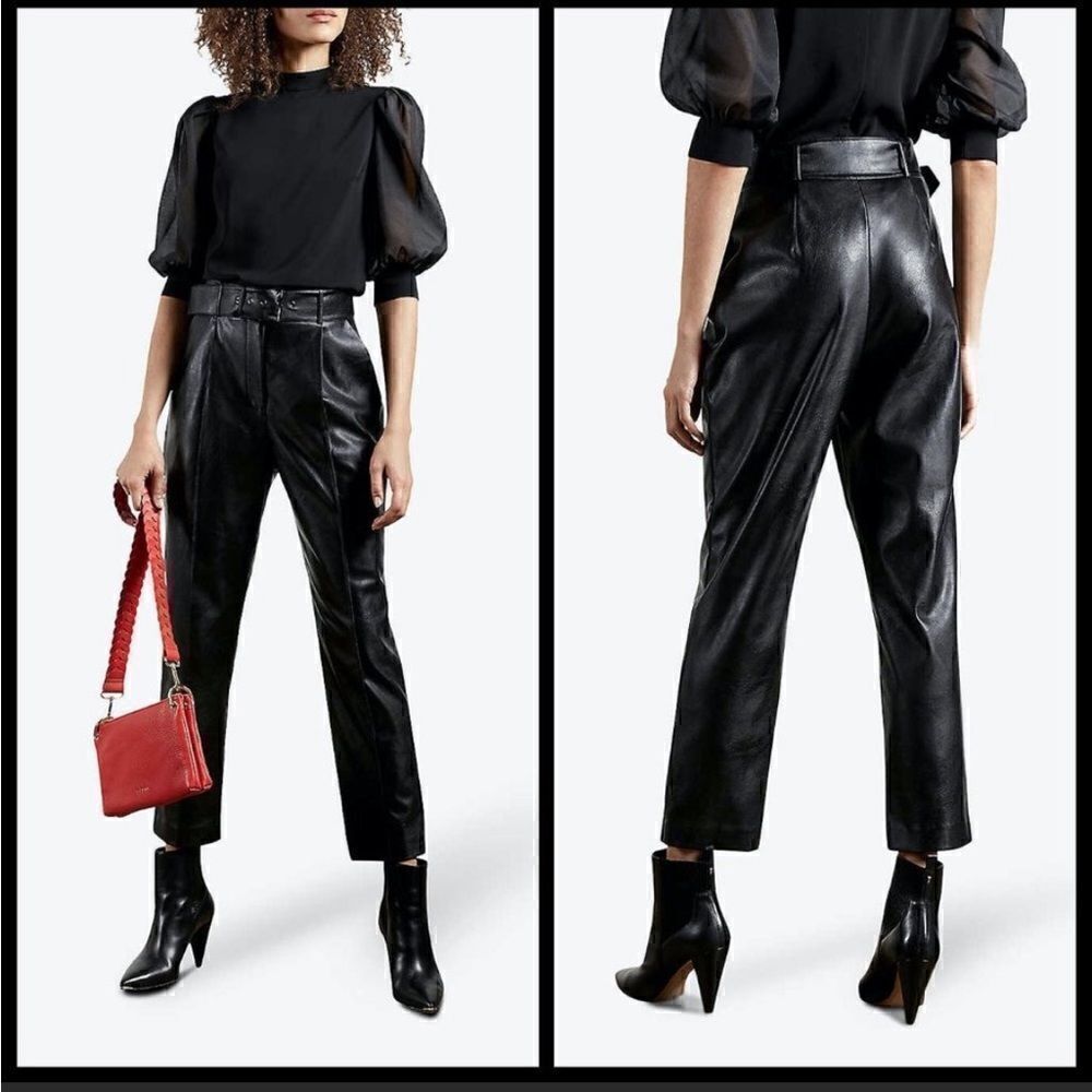 Ted Baker Faydell Pleather Belted Trouser Size 2 - US 6